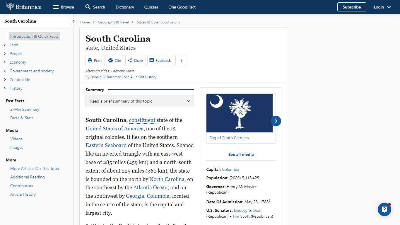 South Carolina | Capital, Map, Population, History, & Facts
